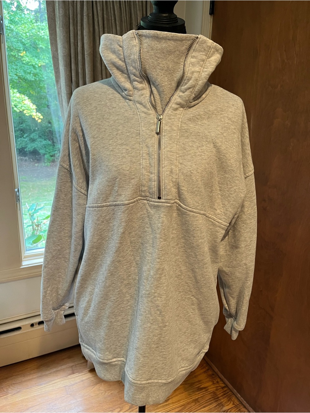 Old Navy Light Gray Half-Zip Funnel Neck Sweatshirt